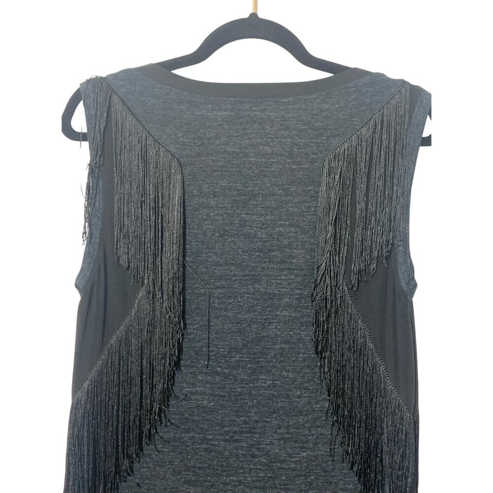 Rebecca Taylor fringe little black silk‎ mini dress sz M Mint Cond - Picture 8 of 16